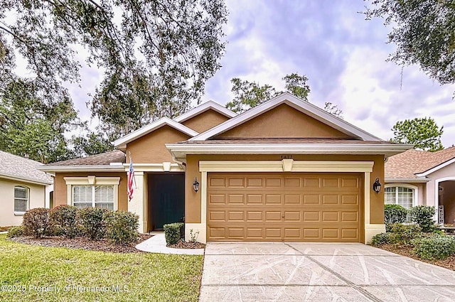 ranch-style home with a garage