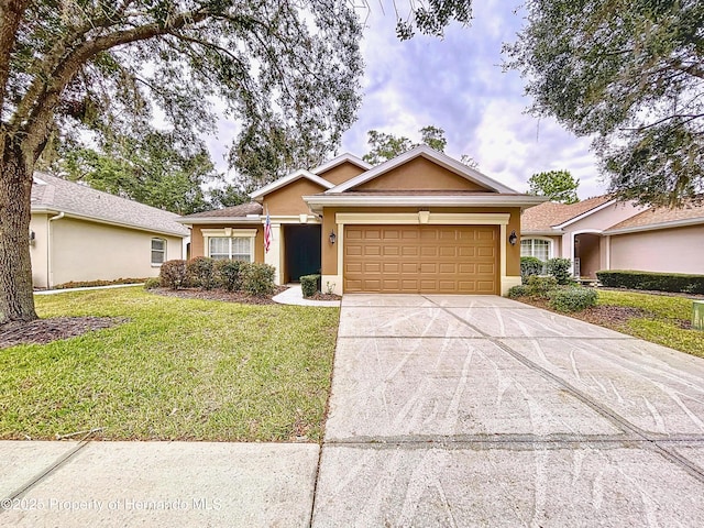 ranch-style home featuring a front yard