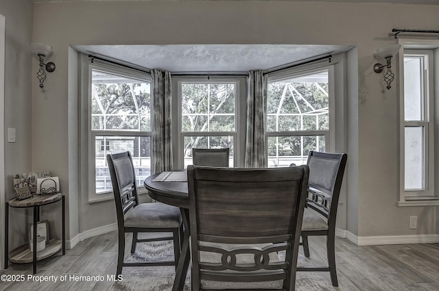 dining area with wood-type flooring