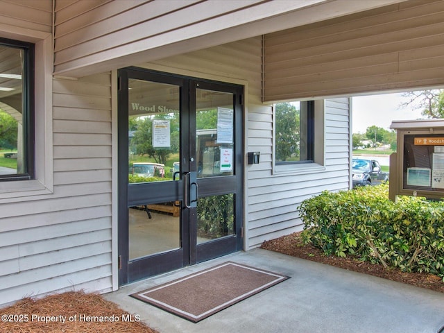 doorway to property with french doors