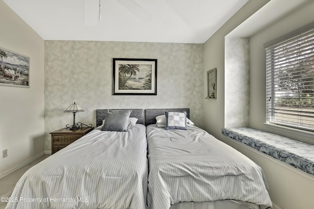 bedroom featuring vaulted ceiling