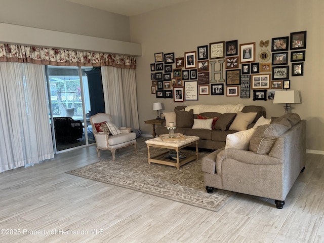 living room with hardwood / wood-style floors