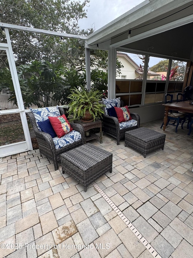 view of patio featuring outdoor lounge area