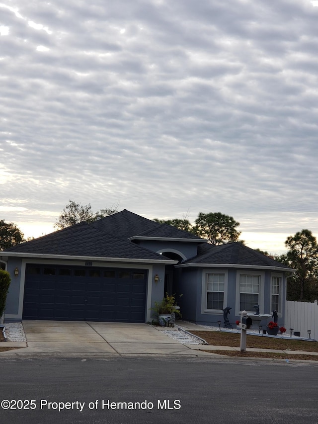 view of front of house with a garage