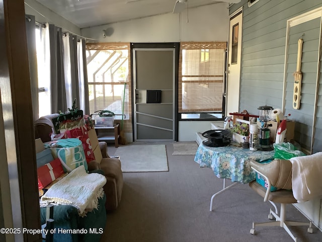 misc room with vaulted ceiling