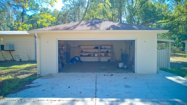 view of garage