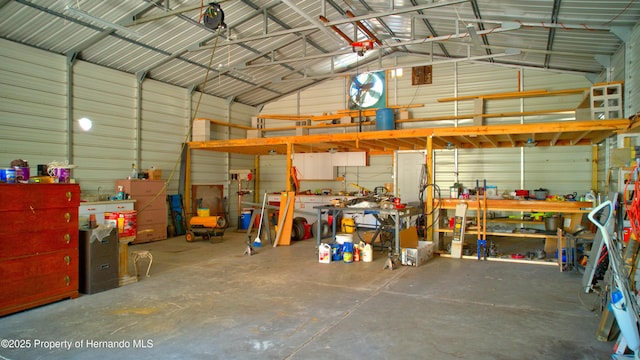 garage featuring a workshop area