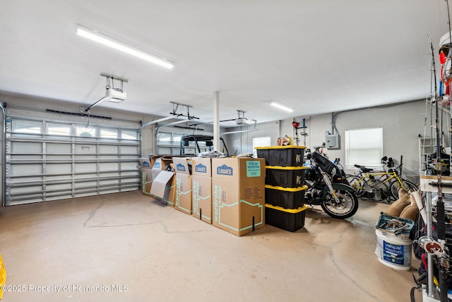 garage with a garage door opener