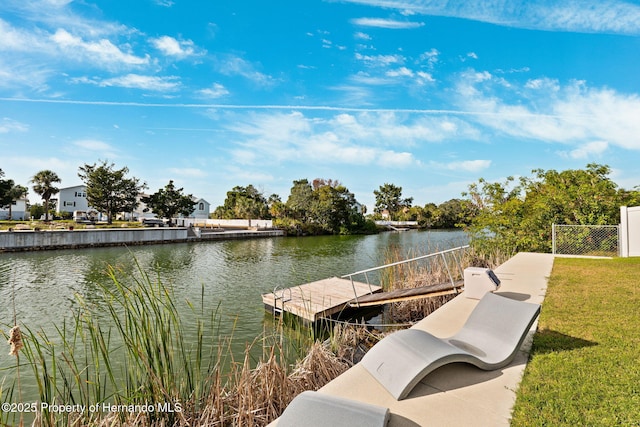 view of dock featuring a water view