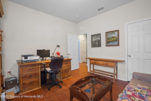 office space featuring wood-type flooring