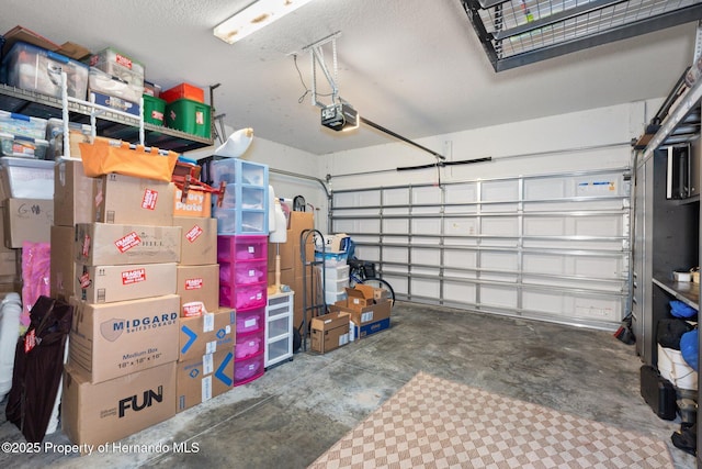 garage with a garage door opener