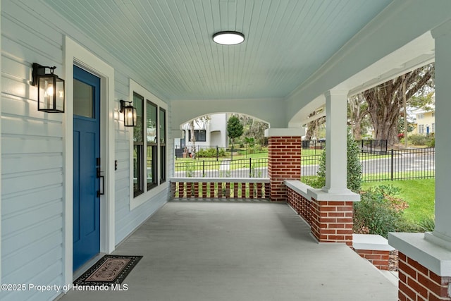 view of patio featuring covered porch