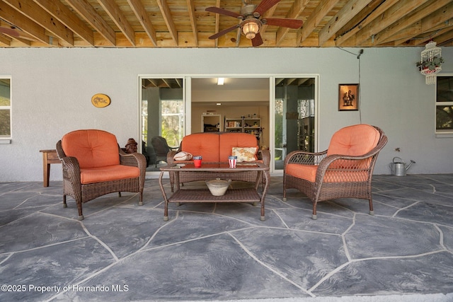 view of patio / terrace featuring outdoor lounge area and ceiling fan