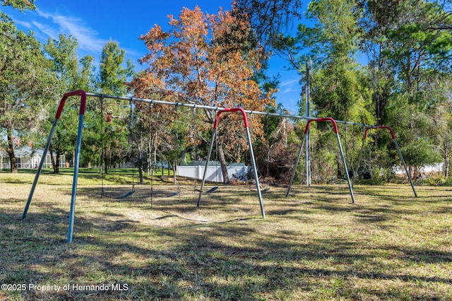 view of play area with a yard