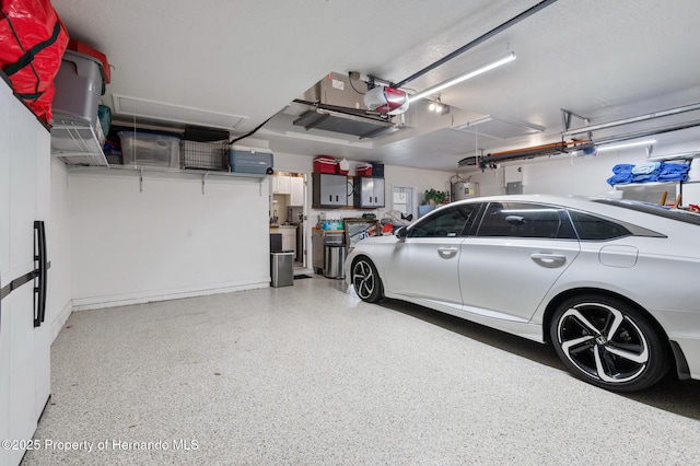 garage with a garage door opener