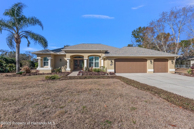 view of front of house with a garage