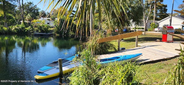 view of dock featuring a water view