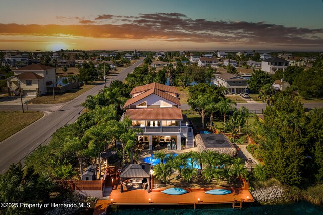aerial view with a residential view