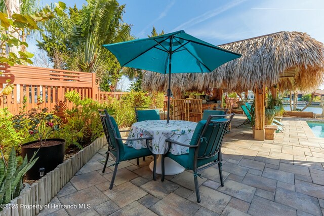 view of patio / terrace with fence and outdoor dining area