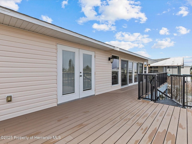 wooden terrace with french doors