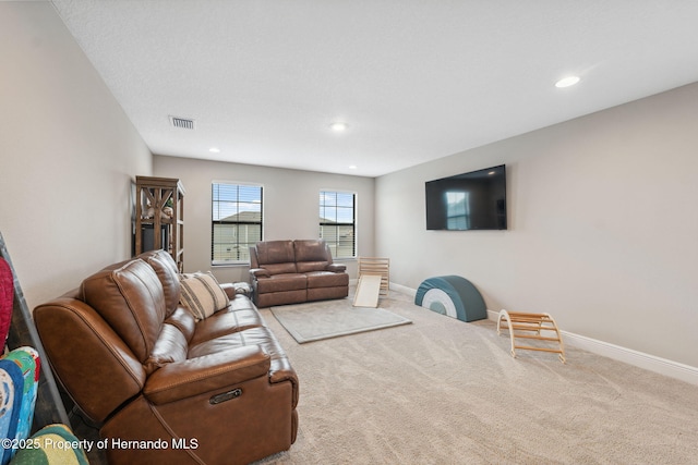 living room with carpet floors