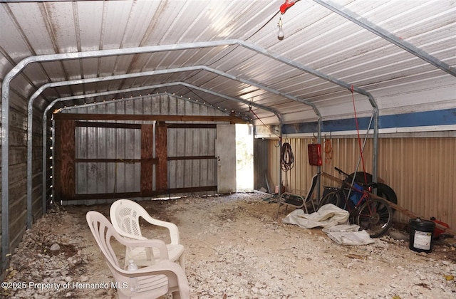 misc room with lofted ceiling