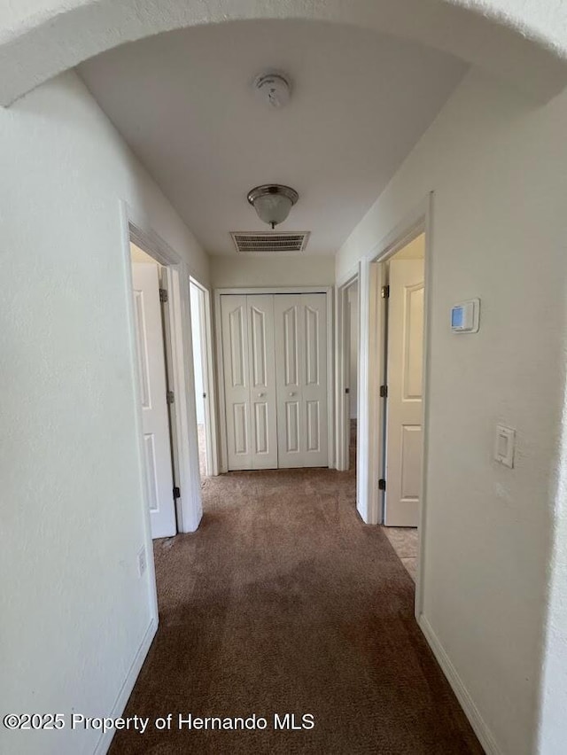 hallway with carpet flooring