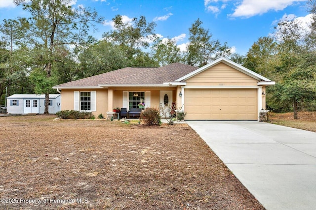 ranch-style house featuring covered porch