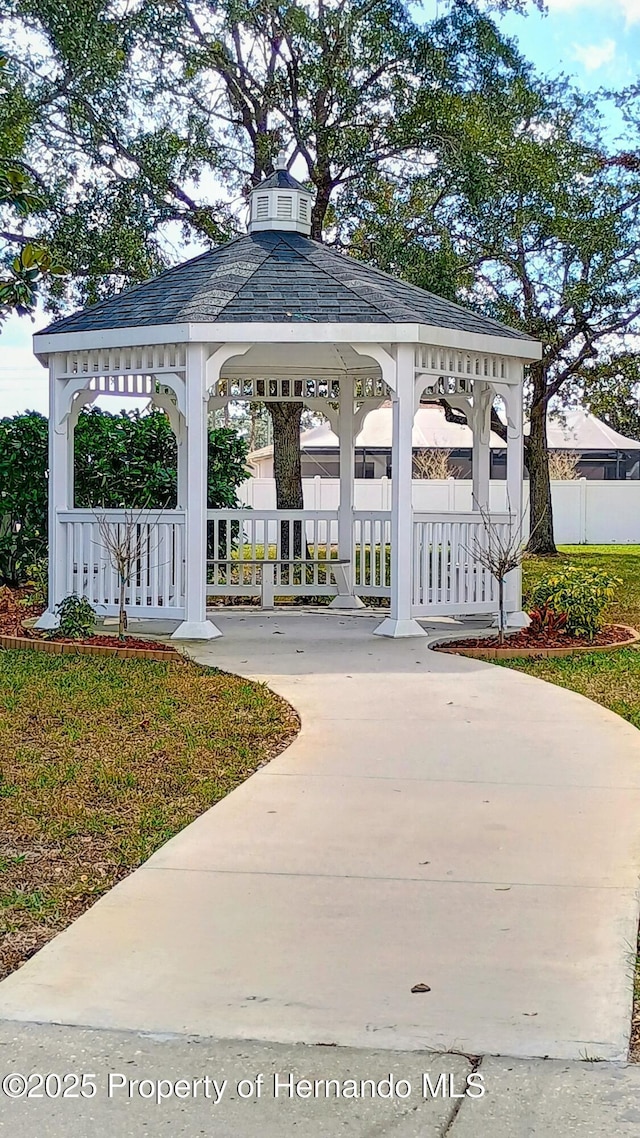 view of community featuring a gazebo