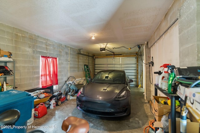 garage with a garage door opener