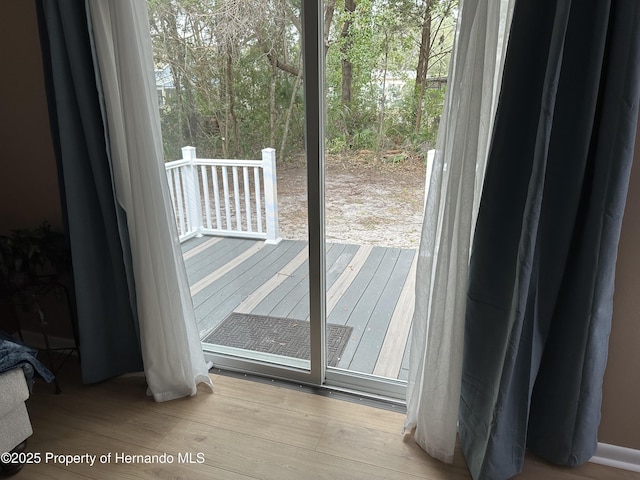 doorway to outside featuring light hardwood / wood-style flooring