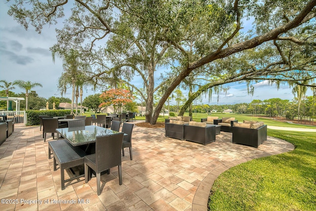 view of patio featuring an outdoor living space