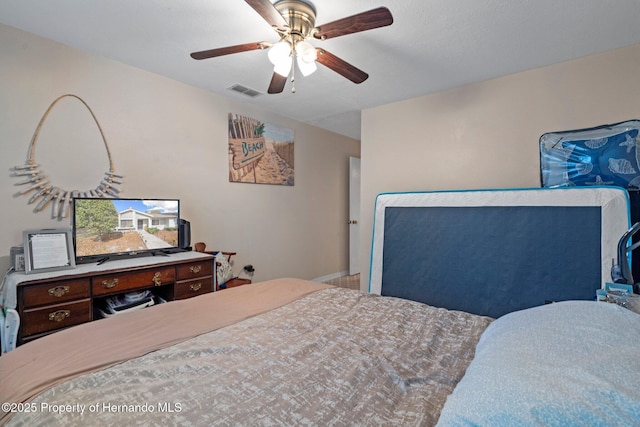 bedroom featuring ceiling fan