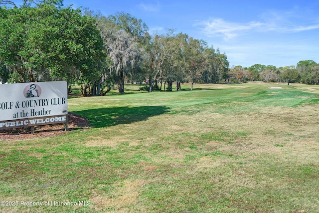 view of home's community with a lawn