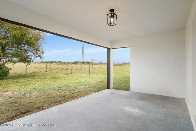 view of patio featuring a rural view