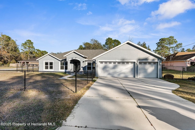 ranch-style house featuring a garage