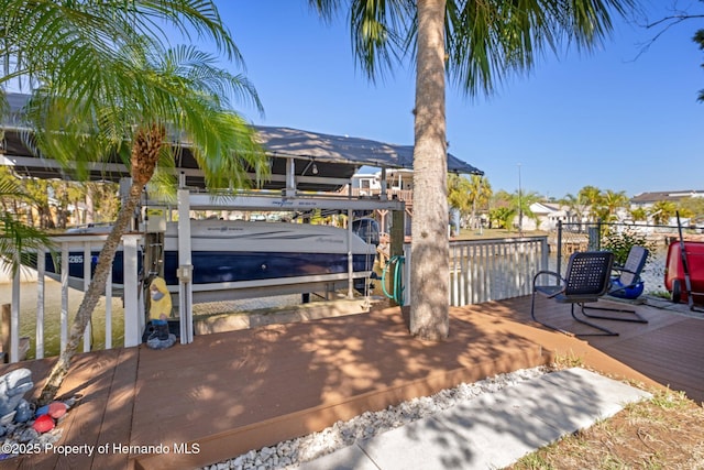 deck with a boat dock