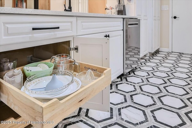 details featuring white cabinets