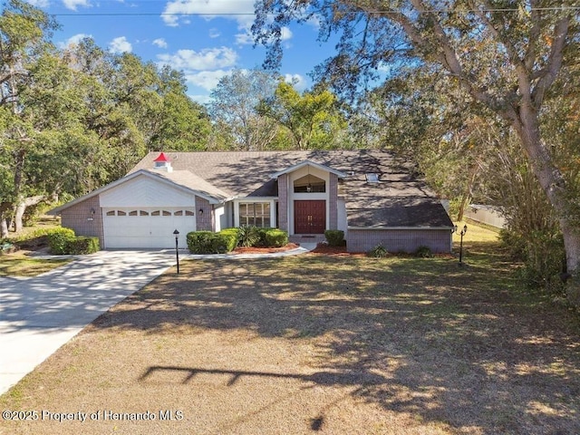 single story home with a garage