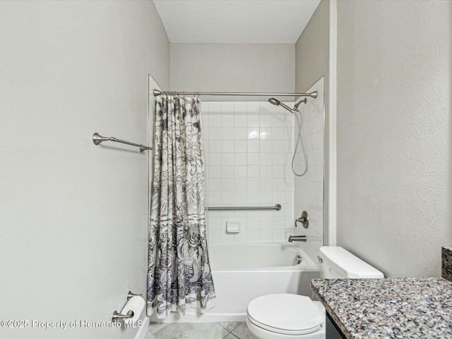 full bathroom featuring vanity, toilet, and shower / bath combo