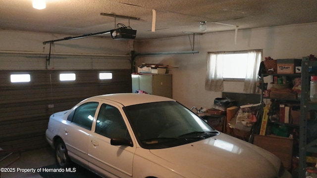 garage with a garage door opener