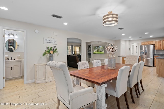 dining area featuring sink