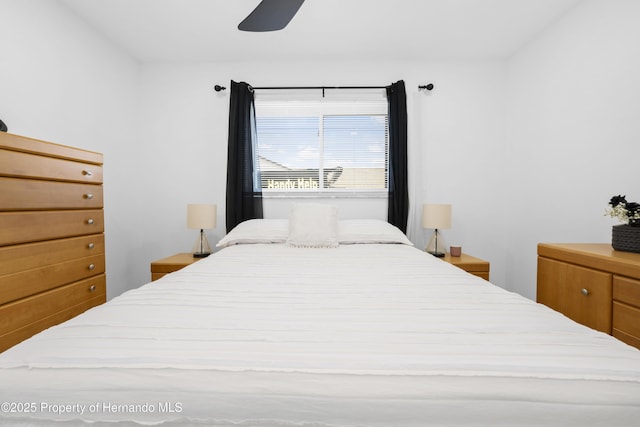 bedroom featuring ceiling fan