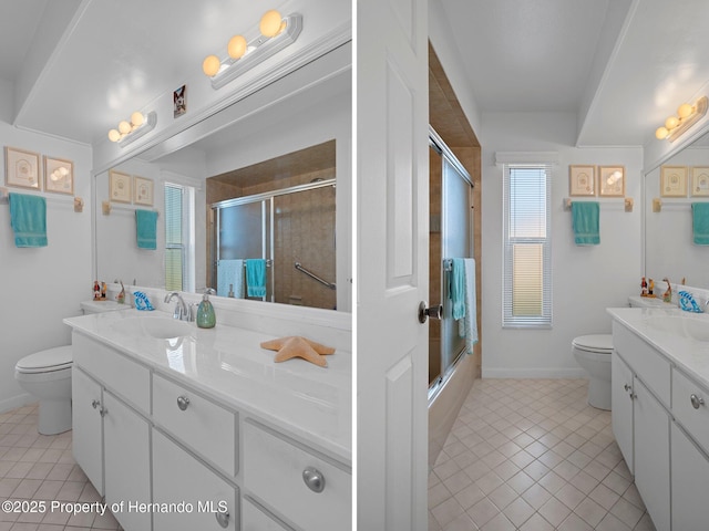 full bathroom featuring tile patterned flooring, vanity, and toilet