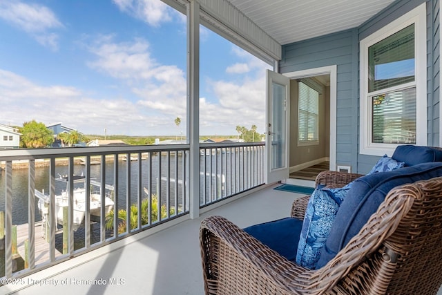 balcony with a water view