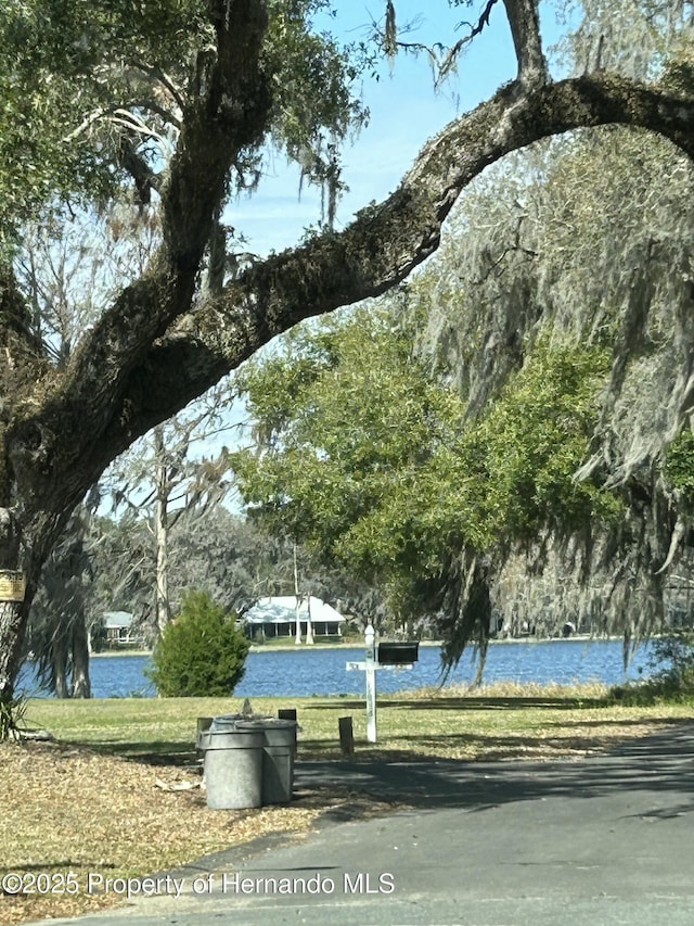 surrounding community with a water view