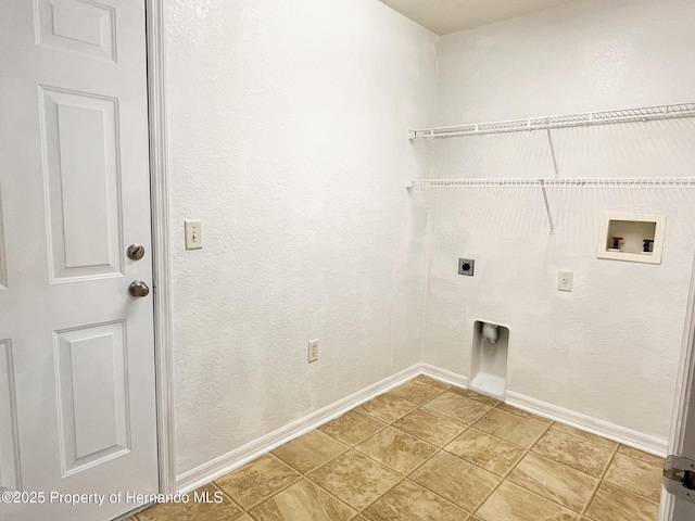 laundry room with baseboards, laundry area, hookup for a washing machine, and hookup for an electric dryer