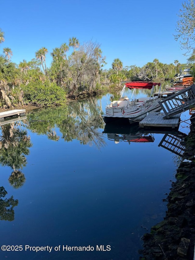 view of dock featuring a water view