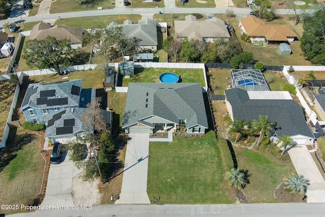 bird's eye view with a residential view