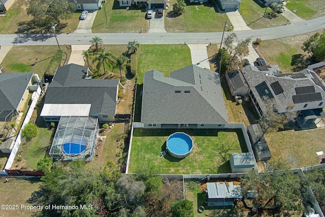 drone / aerial view with a residential view